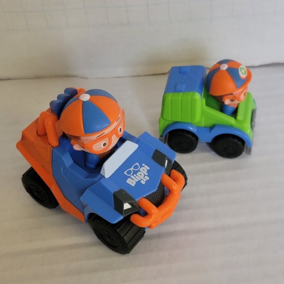 2 Blue Orange Green Blippi Figures Cars Truck Vehicle 2019 2020 Toy - Picture 2 of 11